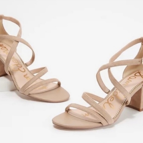 NWOT Sam Edelman Leather Suede Heeled Sandals - Picture 1 of 5